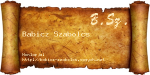 Babicz Szabolcs névjegykártya